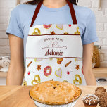 BAKED WITH LOVE Bakery Pattern Personalised Apron<br><div class="desc">Pattern of baked goods and titled with BAKED WITH HEART (LOVE) BY NAME.</div>