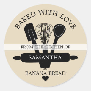 Baked With love Banana Bread From The Kitchen Of Classic Round Sticker