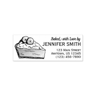 Baked with Love Banana Cream Pie Slice Address Rubber Stamp