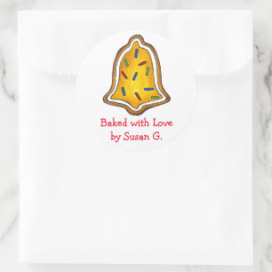 Baked with Love Bell Christmas Sugar Cookie Classic Round Sticker