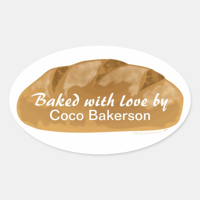 Baked With Love By Bread Loaf Baking Stickers (Front)