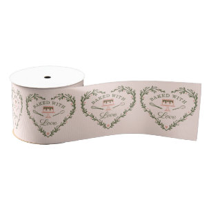 Baked With Love Cake Business Bakery Whisk & Cake Grosgrain Ribbon