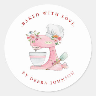 Baked with Love Cake Mixer Baking  Classic Round Sticker
