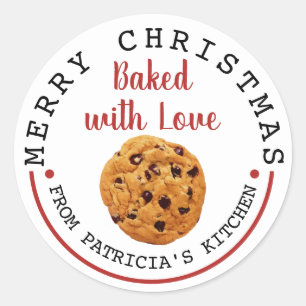 Baked With Love Christmas Chocolate Chip Cookies Classic Round Sticker