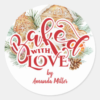 Baked With Love Christmas Cookie Gift Classic Round Sticker