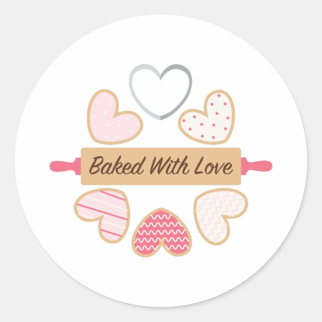 Baked With Love Classic Round Sticker (Front)