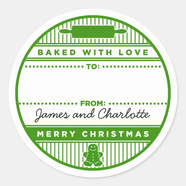 Baked With Love Classic Round Sticker (Front)