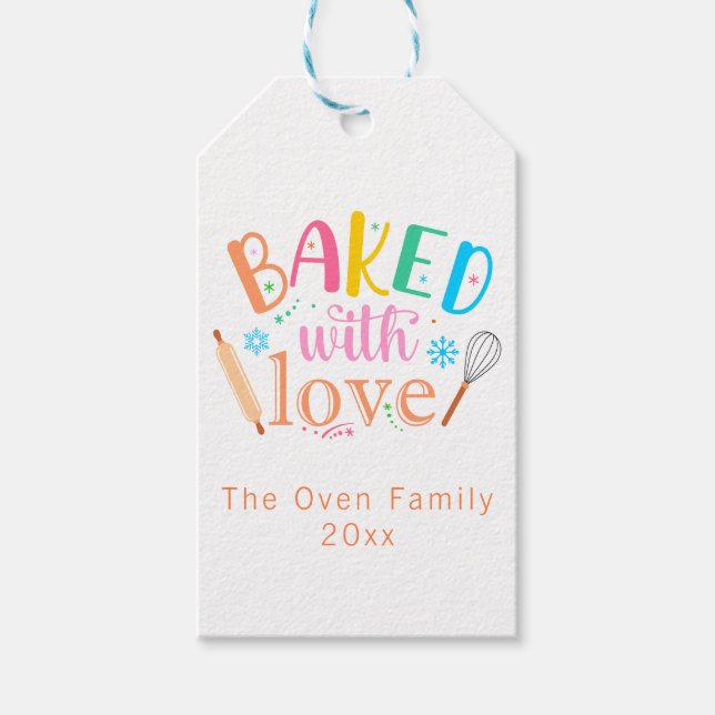 Baked with Love Colourful Holiday Modern Gift Tags (Front)