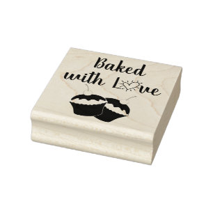Baked with Love Cupcake and Heart Rubber Stamp