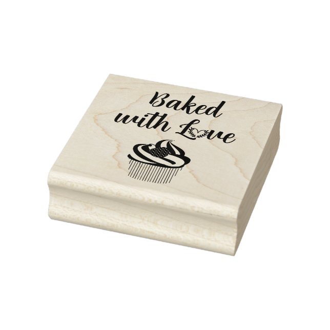 Baked with Love Cupcake and Heart Rubber Stamp (Stamp)