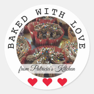Baked With Love Cupcakes From The Kitchen Of Classic Round Sticker