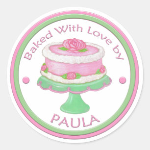 Baked with love Custom Sticker~Cake Classic Round Sticker