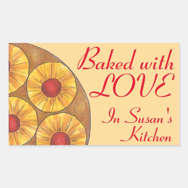 Baked With Love Customised Pineapple Cake Stickers (Front)