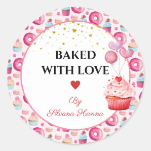 Baked with Love - Cute Cupcakes & Donuts  Classic Round Sticker