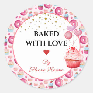 Baked with Love - Cute Cupcakes & Doughnuts  Classic Round Sticker