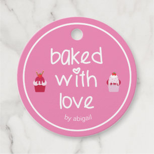 Baked with love - Cute Strawberry Shortcakes Favour Tags
