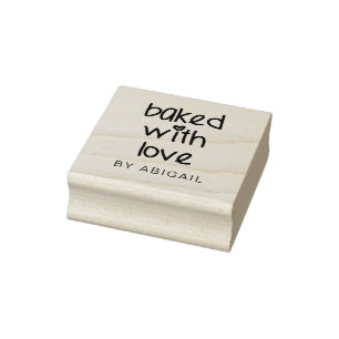 Baked with Love - Cute Typography Personalised Rubber Stamp