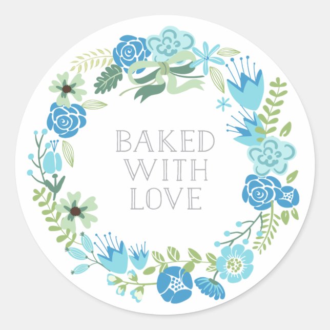 Baked with Love Floral Wreath | Thank You Stickers (Front)