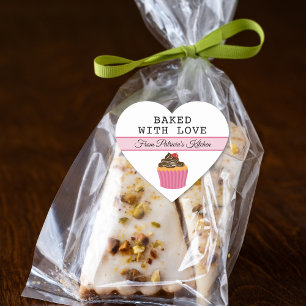 Baked With Love From The Kitchen Of Personalised Heart Sticker