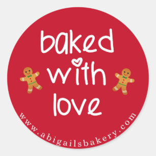 Baked with Love - Gingerbread Men - Christmas Classic Round Sticker