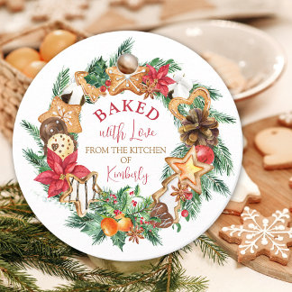 Baked with love Gingerbread wreath Christmas Favour Tags