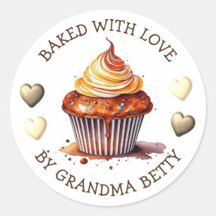 Baked with Love, Handmade Chocolate Cupcakes Classic Round Sticker