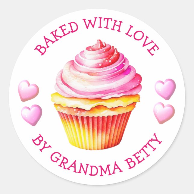 Baked with Love, Handmade Cupcakes Labels (Front)