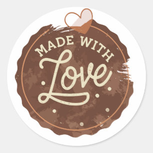 Baked With Love Heart Classic Round Sticker