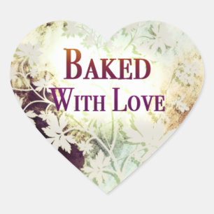 Baked With Love heart stickers (naturals)