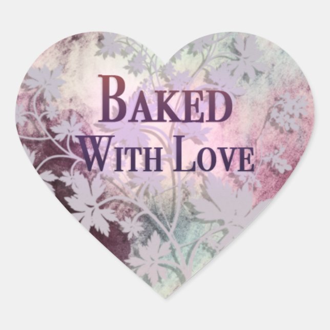Baked With Love heart stickers (pinks) (Front)