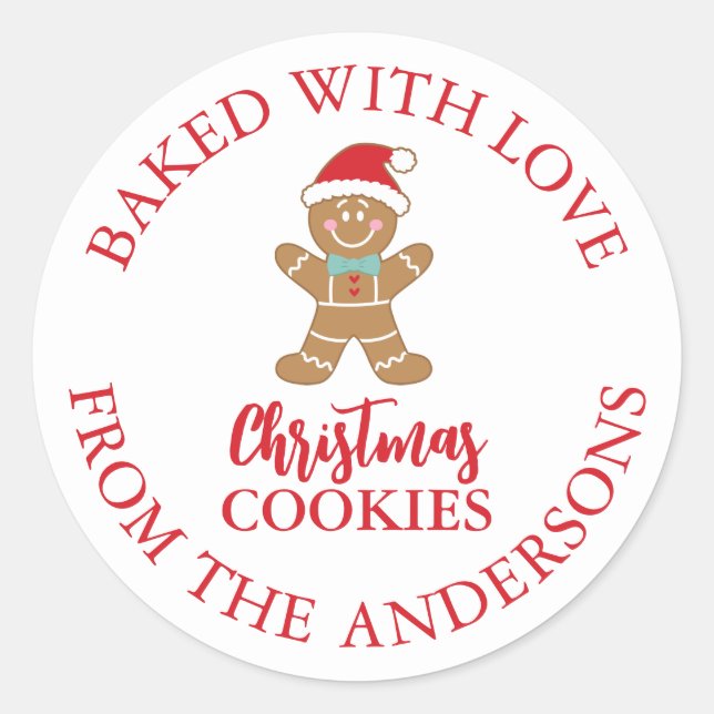 Baked With Love Holiday Gingerbread Christmas Classic Round Sticker (Front)