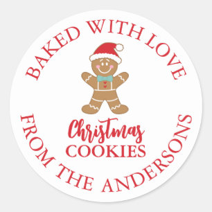 Baked With Love Holiday Gingerbread Christmas Classic Round Sticker