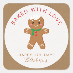 Baked With Love Holiday Gingerbread  Square Sticker