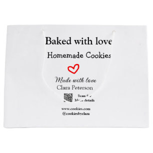 Baked with love home cookies add QR made with love Large Gift Bag