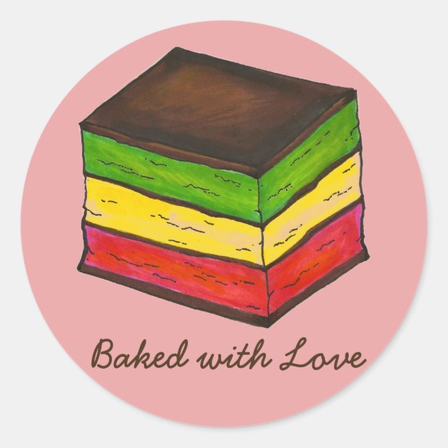 Baked with Love Italian Rainbow Seven Layer Cookie Classic Round Sticker (Front)