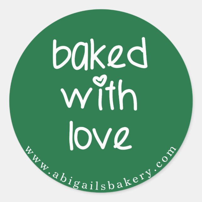Baked with Love - Personalised Custom Colour Classic Round Sticker (Front)