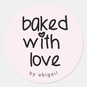 Baked with Love - Personalised Custom Colour Classic Round Sticker