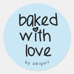 Baked with Love - Personalised Custom Colour Classic Round Sticker