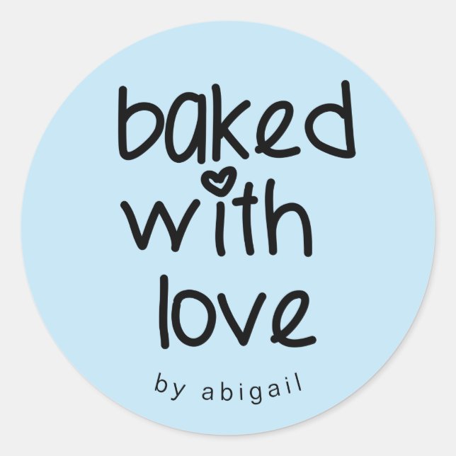Baked with Love - Personalised Custom Colour Classic Round Sticker (Front)