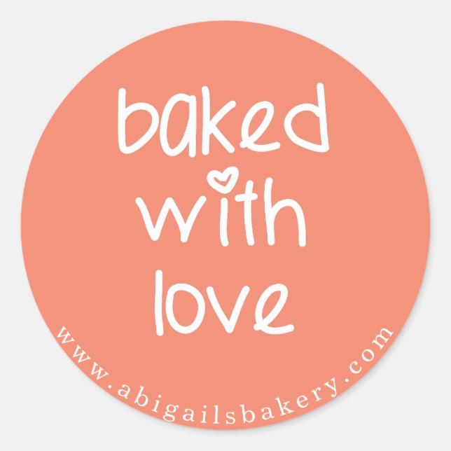 Baked with Love - Personalised Custom Colour Classic Round Sticker (Front)