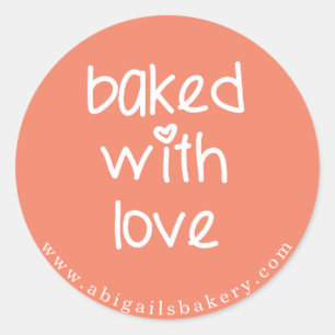 Baked with Love - Personalised Custom Colour Classic Round Sticker