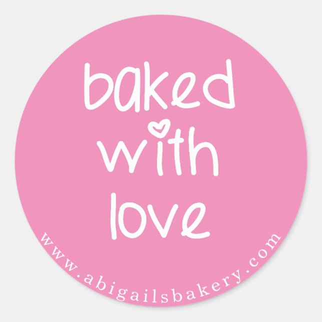 Baked with Love - Personalised Custom Colour Classic Round Sticker (Front)