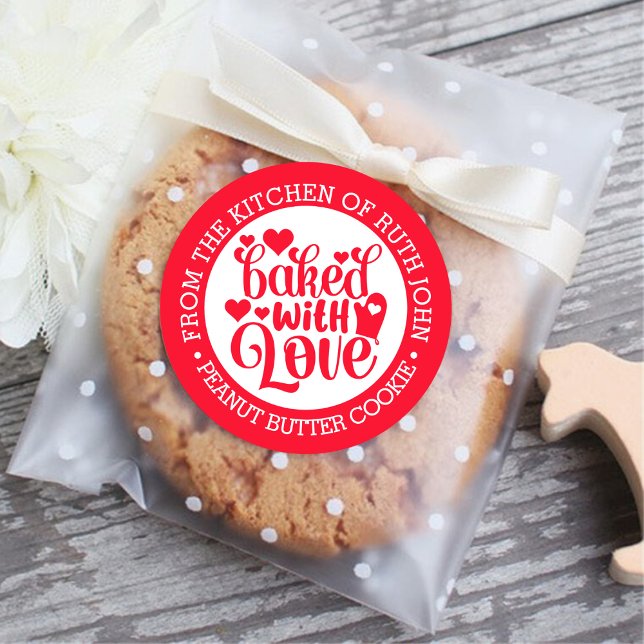 Baked With Love Personalised Holiday Baking Classic Round Sticker (Creator Uploaded)