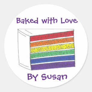 Baked with Love Personalised Rainbow Cake Stickers