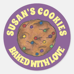 Baked with Love Personalised Rainbow Chip Cookie Classic Round Sticker