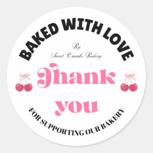 Baked With Love Pink Cherry Bakery Sticker