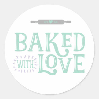 Baked With Love Round Sticker