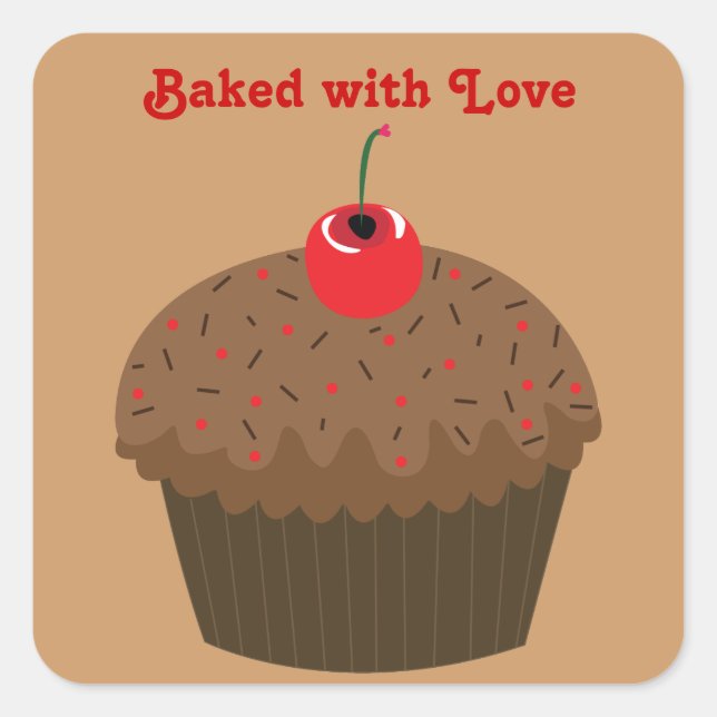 Baked with Love Square Sticker (Front)