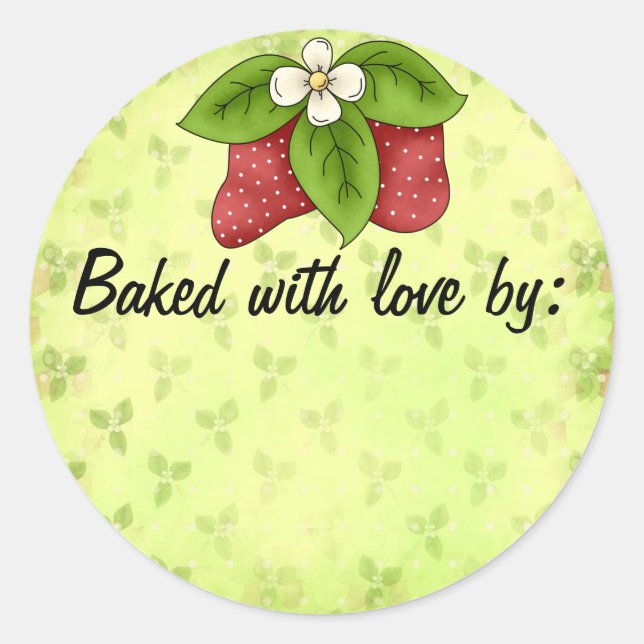 Baked with Love Strawberry Kitchen Label (Front)