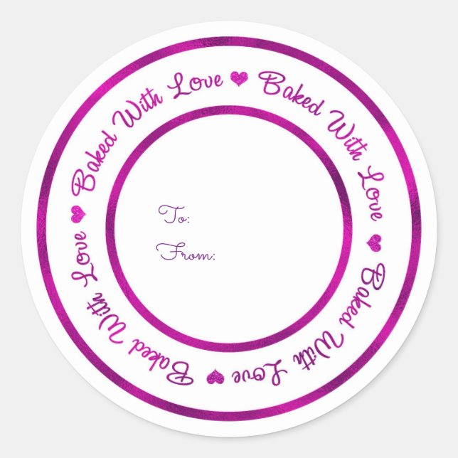 Baked With Love Treat Vibrant Purple Modern Glam Classic Round Sticker (Front)